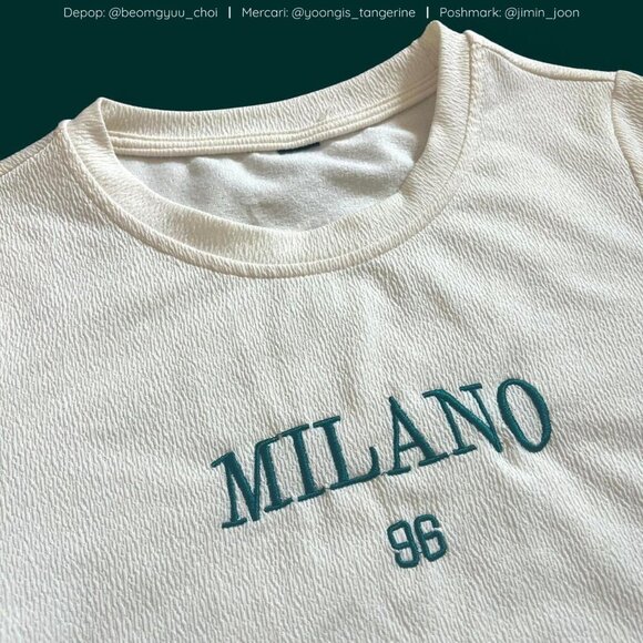 Cream Milano crop top with green embroidery 💚✨ - Picture 2 of 5